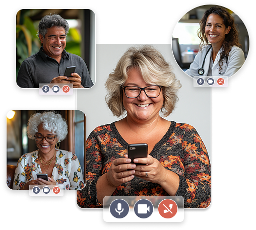 Enara Health group class participants on a video call