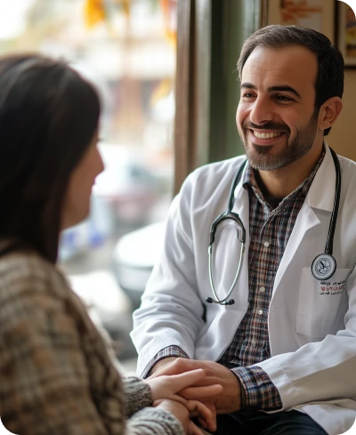 Medical professional consulting with patient about weight management