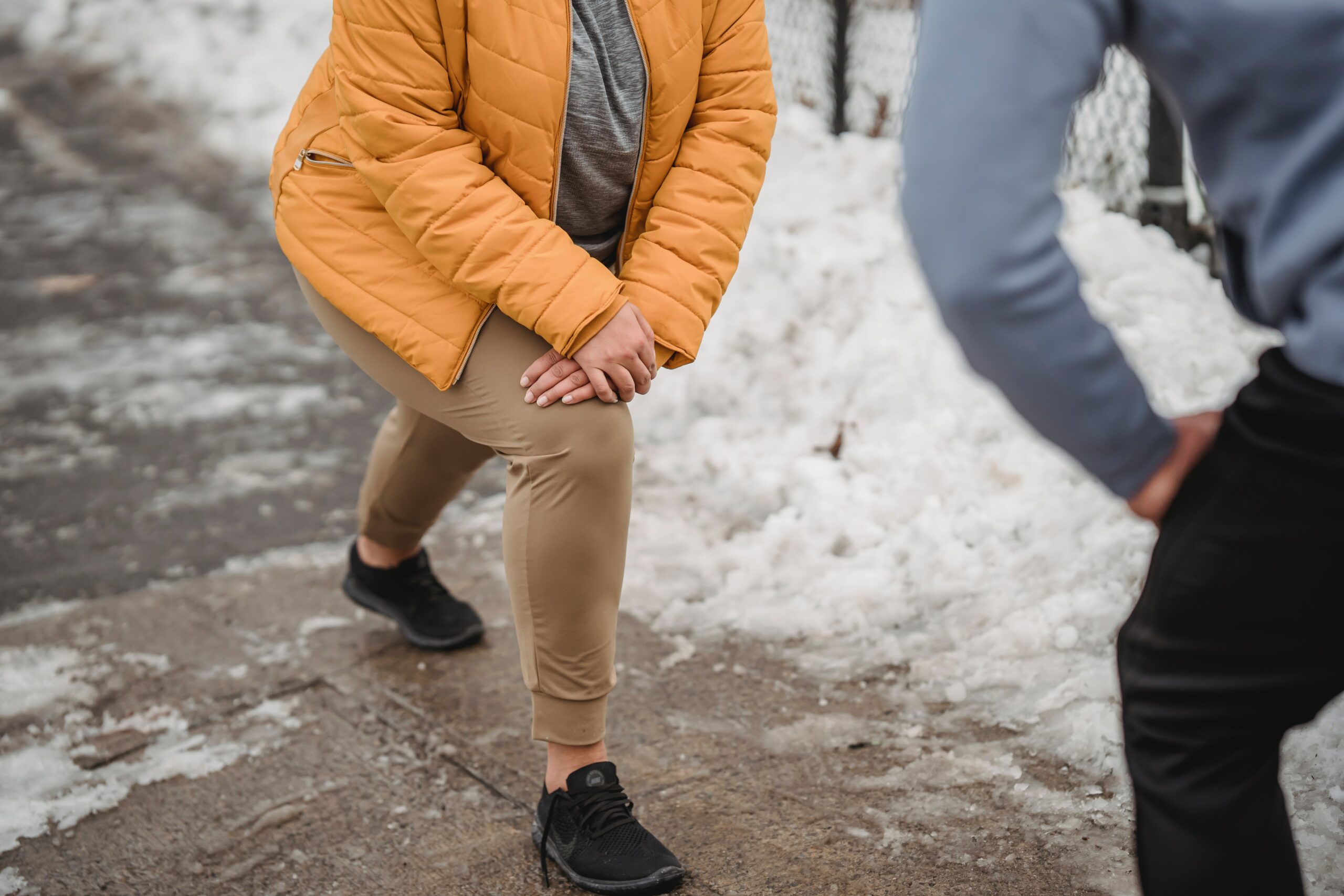 lunges with snow on ground